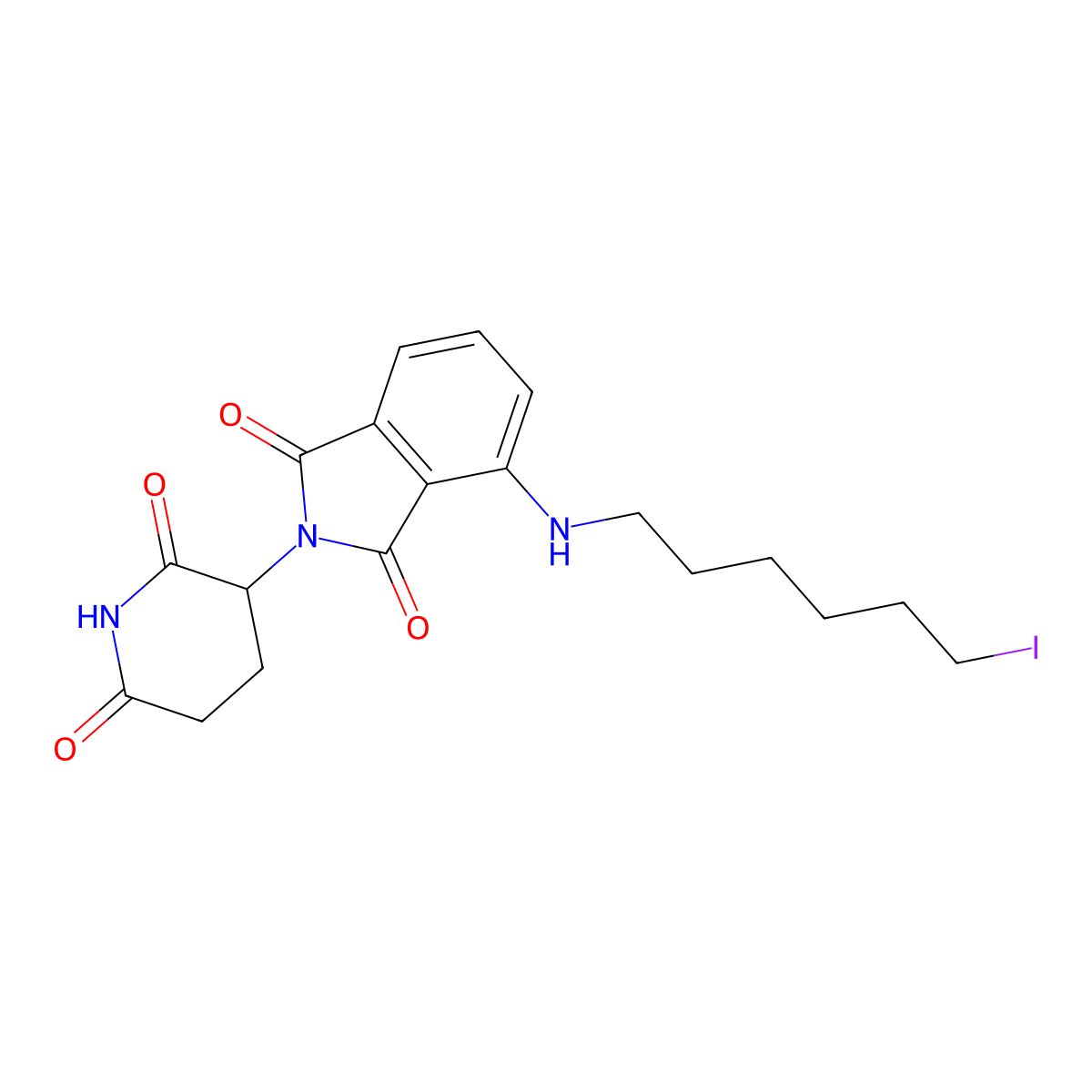 2-(2,6-dioxopiperidin-3-yl)-4-[(6-iodohexyl)amino]-2,3-dihydro-1H-isoindole-1,3-dione molecular structure, CAS 2570254-34-9