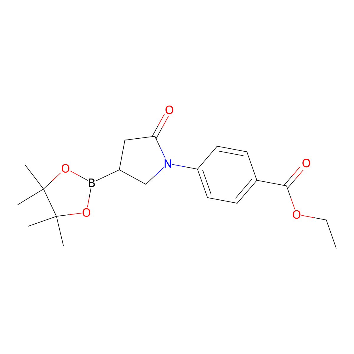 Ethyl 4-(2-oxo-4-(4,4,5,5-tetramethyl-1,3,2-dioxaborolan-2-yl)pyrrolidin-1-yl)benzoate molecular structure, CAS 2570335-87-2