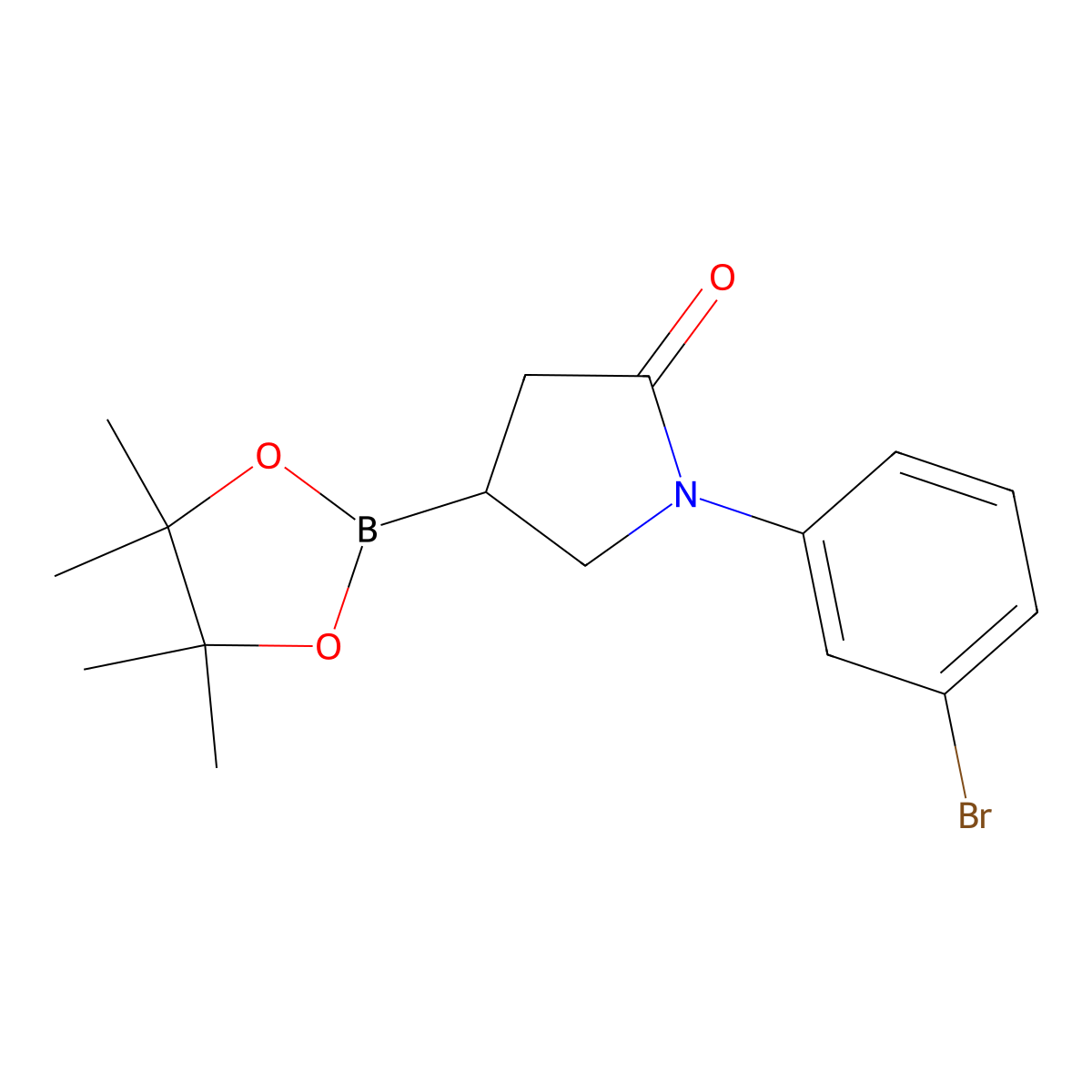 1-(3-Bromophenyl)-4-(4,4,5,5-tetramethyl-1,3,2-dioxaborolan-2-yl)pyrrolidin-2-one molecular structure, CAS 2570335-93-0