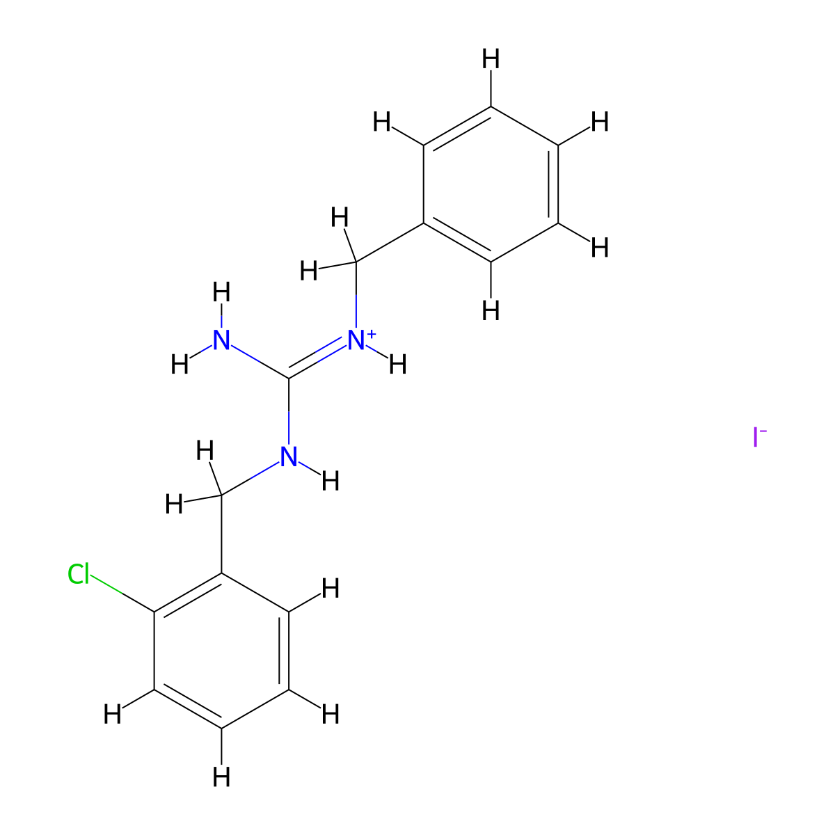 Guanidine, 1-benzyl-3-(2-chlorobenzyl)-, hydroiodide molecular structure, CAS 25709-20-0