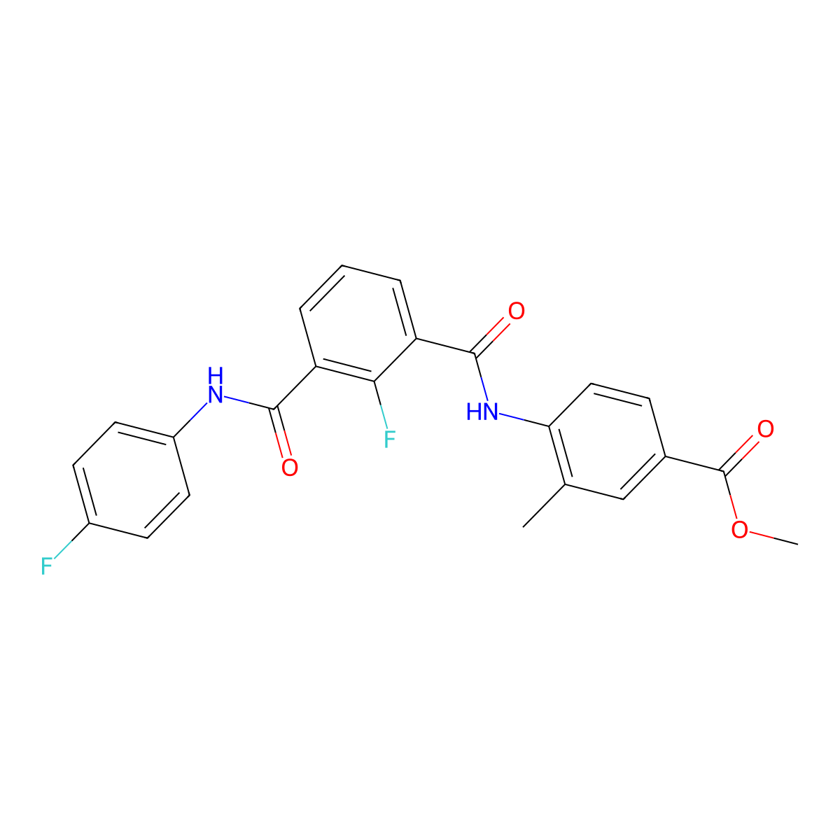 Methyl 4-({2-fluoro-3-[(4-fluorophenyl)carbamoyl]benzene}amido)-3-methylbenzoate molecular structure, CAS 2570948-52-4