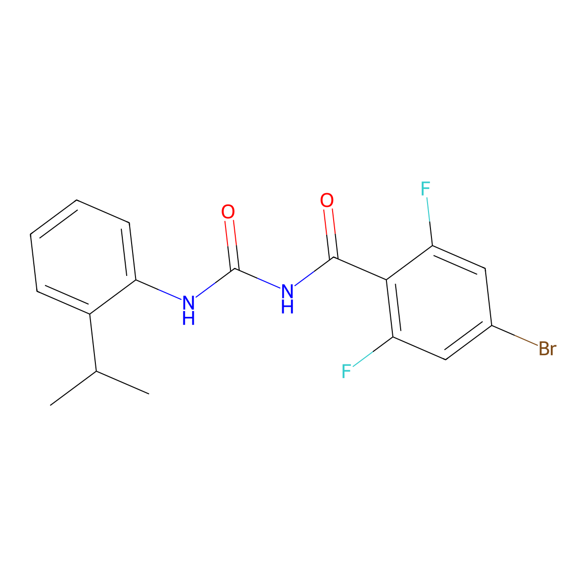 3-(4-Bromo-2,6-difluorobenzoyl)-1-(2-(propan-2-yl)phenyl)urea molecular structure, CAS 2570998-63-7
