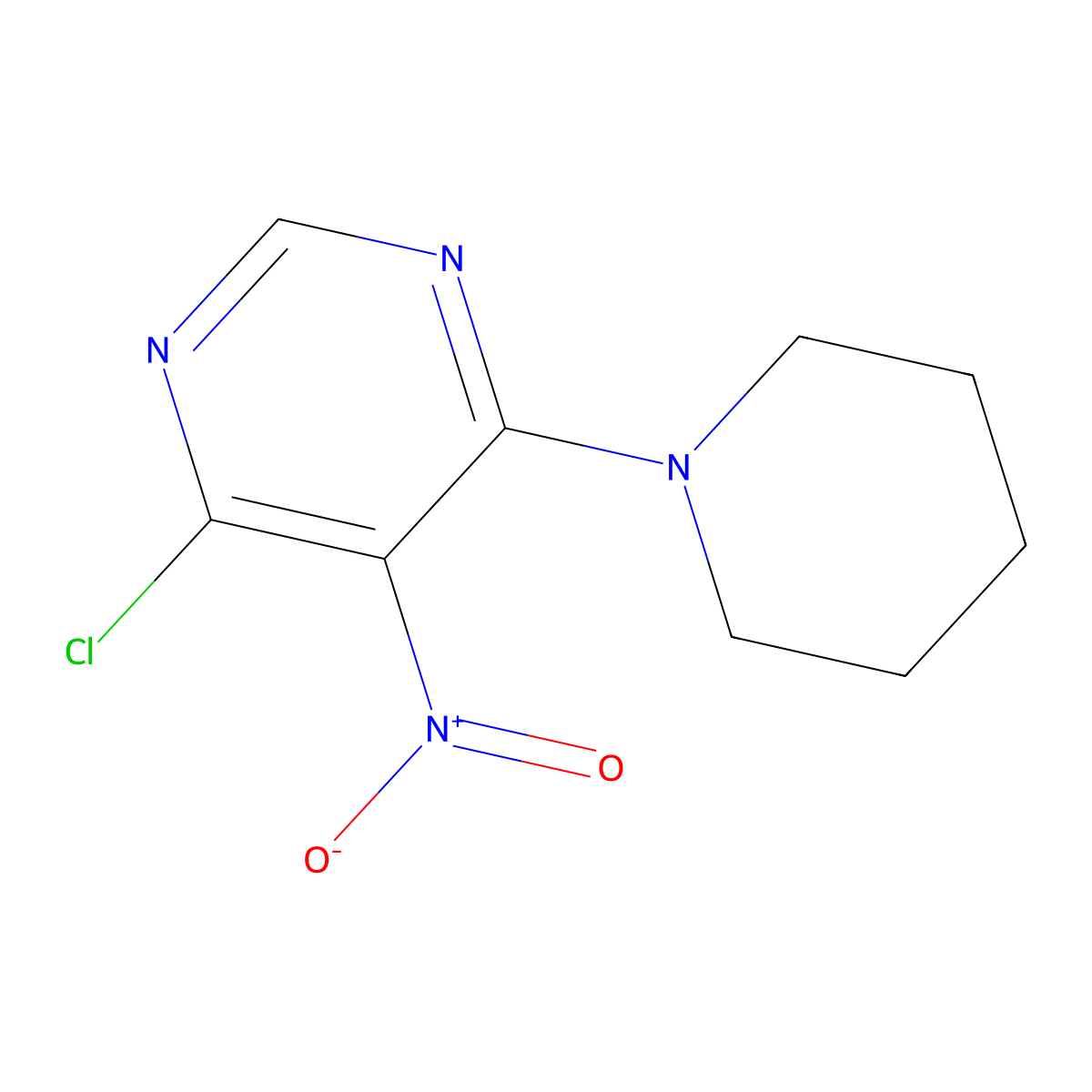 4-Chloro-5-nitro-6-piperidin-1-ylpyrimidine molecular structure, CAS 25710-23-0