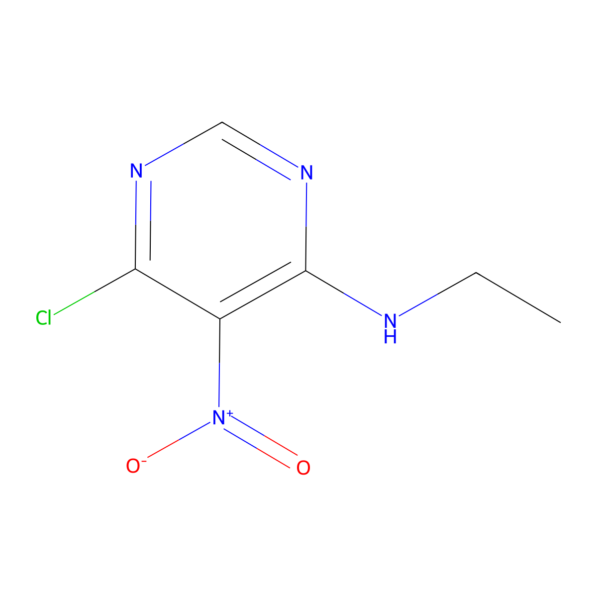 6-chloro-N-ethyl-5-nitropyrimidin-4-amine molecular structure, CAS 25710-24-1