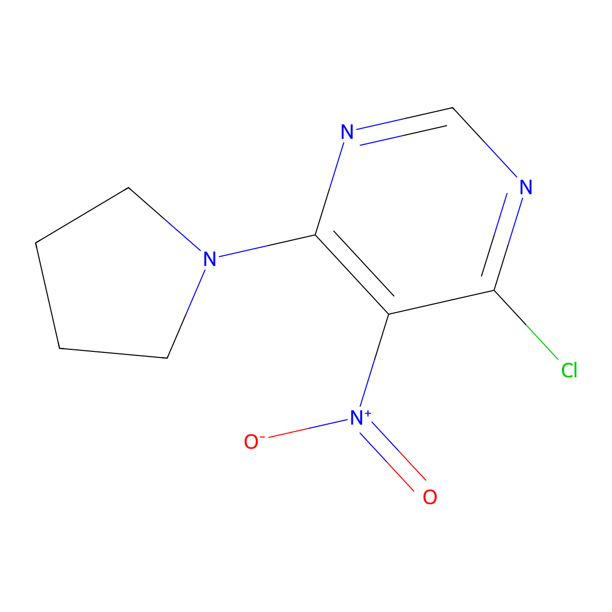 4-Chloro-5-nitro-6-(pyrrolidin-1-yl)pyrimidine molecular structure, CAS 25710-26-3
