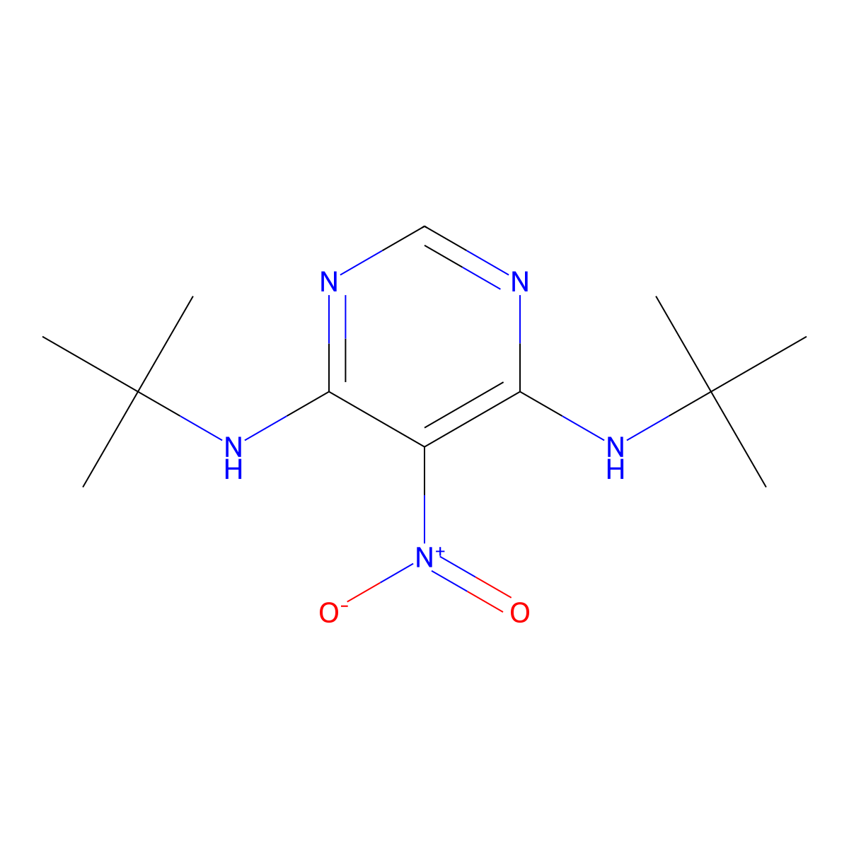 4,6-Bis(tert-butylamino)-5-nitropyrimidine molecular structure, CAS 25710-27-4