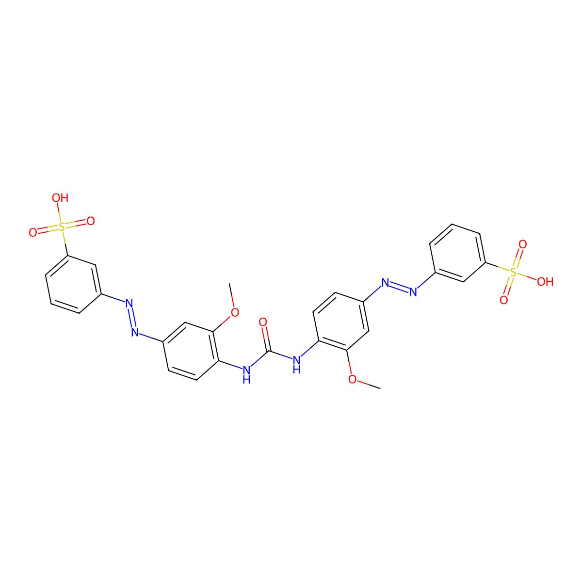 3,3'-(Carbonylbis(imino(3-methoxy-p-phenylene)azo))bis(benzenesulphonic) acid molecular structure, CAS 25712-08-7