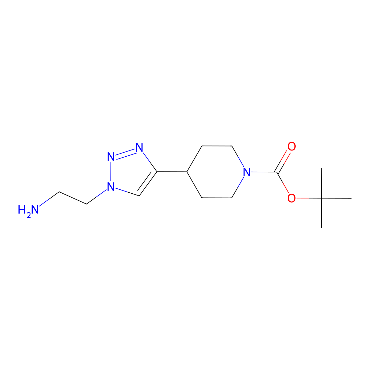 tert-butyl 4-[1-(2-aminoethyl)-1H-1,2,3-triazol-4-yl]piperidine-1-carboxylate molecular structure, CAS 2571935-53-8