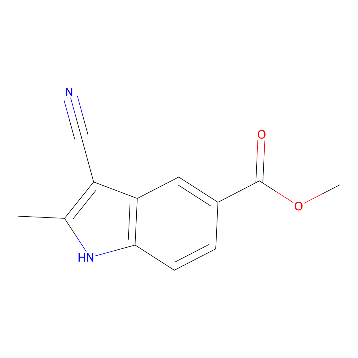methyl 3-cyano-2-methyl-1H-indole-5-carboxylate molecular structure, CAS 2571963-10-3