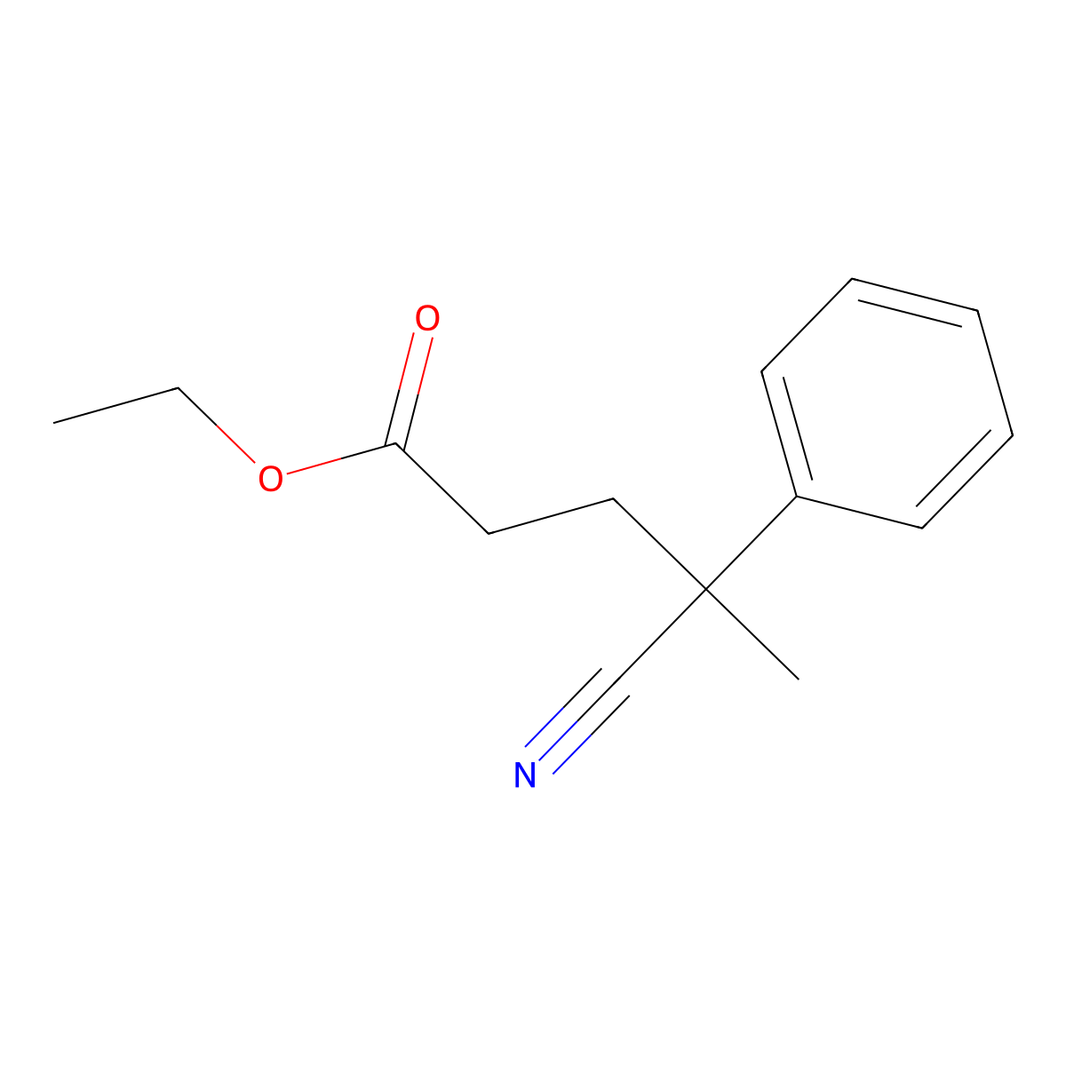 Ethyl gamma-cyano-gamma-methylbenzenebutanoate molecular structure, CAS 2572-92-1