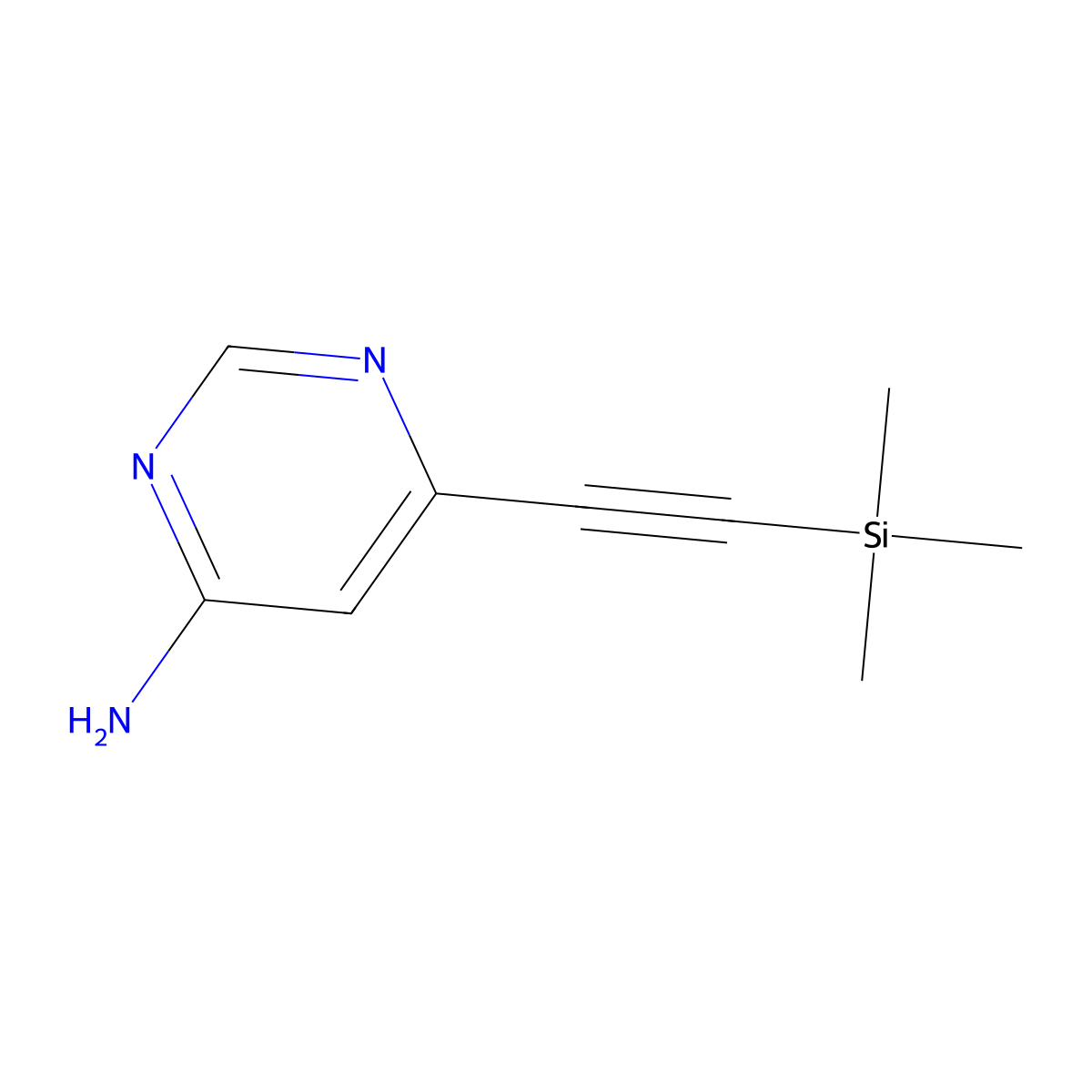 6-((Trimethylsilyl)ethynyl)pyrimidin-4-amine molecular structure, CAS 2572703-92-3