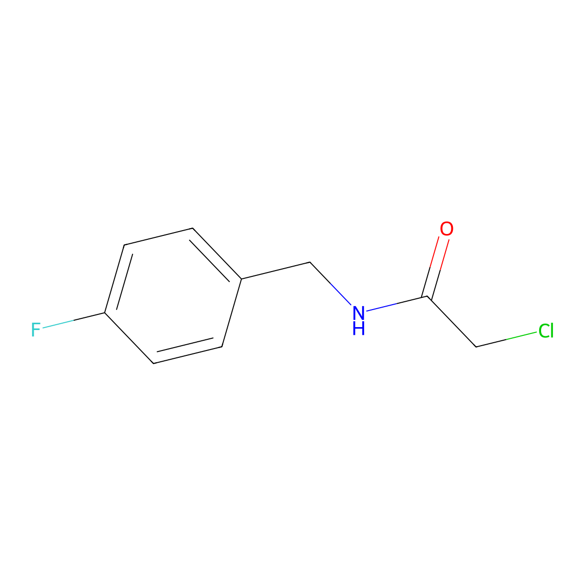 2-chloro-N-(4-fluorobenzyl)acetamide molecular structure, CAS 257279-75-7
