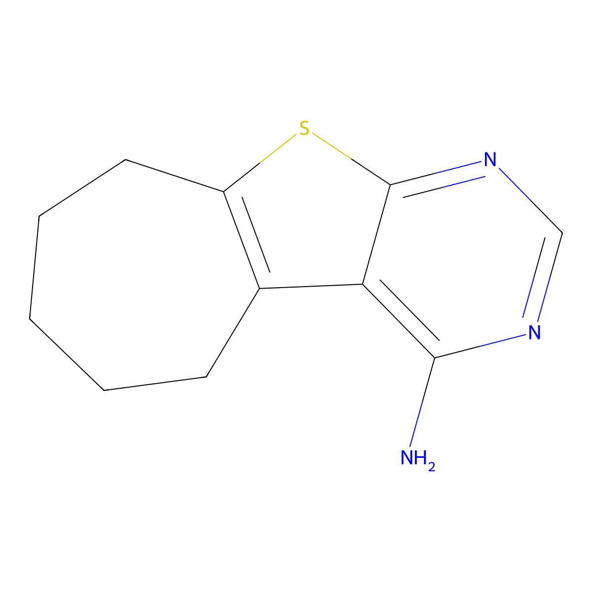 6,7,8,9-tetrahydro-5H-cyclohepta[4,5]thieno[2,3-d]pyrimidin-4-amine molecular structure, CAS 257284-83-6