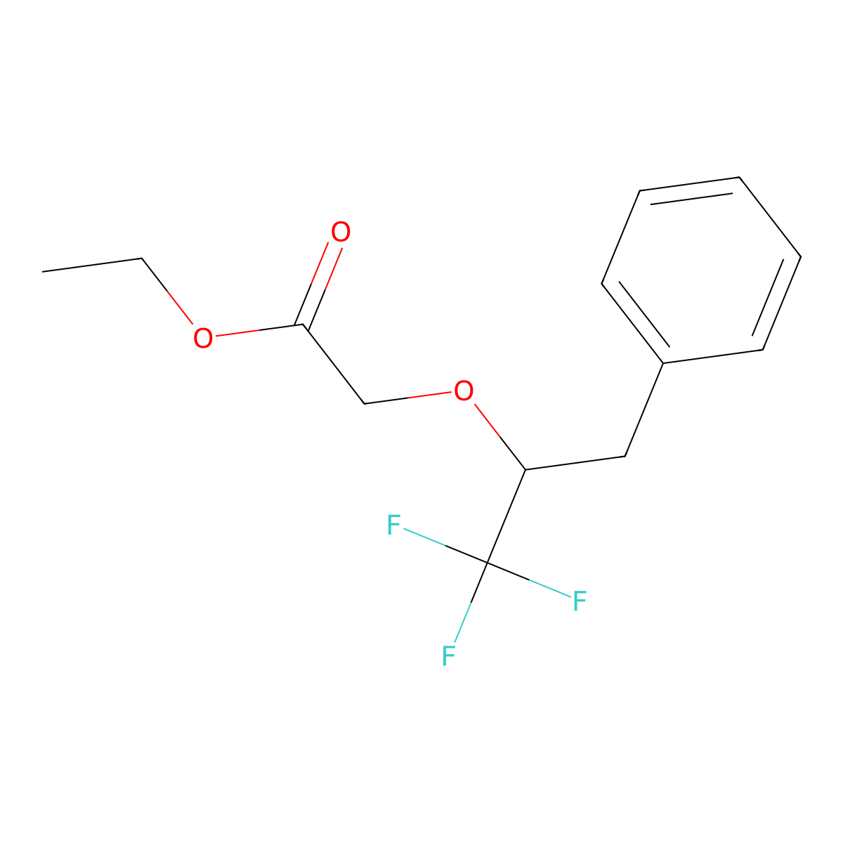 Ethyl 2-(1-benzyl-2,2,2-trifluoroethoxy)acetate molecular structure, CAS 257287-66-4