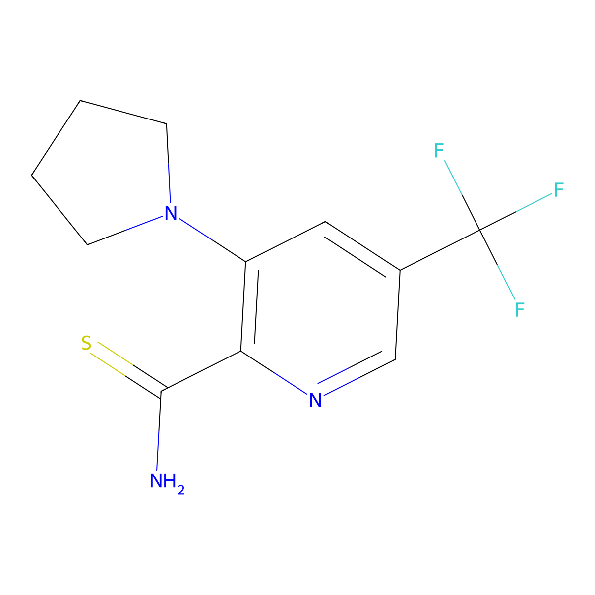3-(1-Pyrrolidinyl)-5-(trifluoromethyl)pyridine-2-carbothioamide molecular structure, CAS 257287-82-4