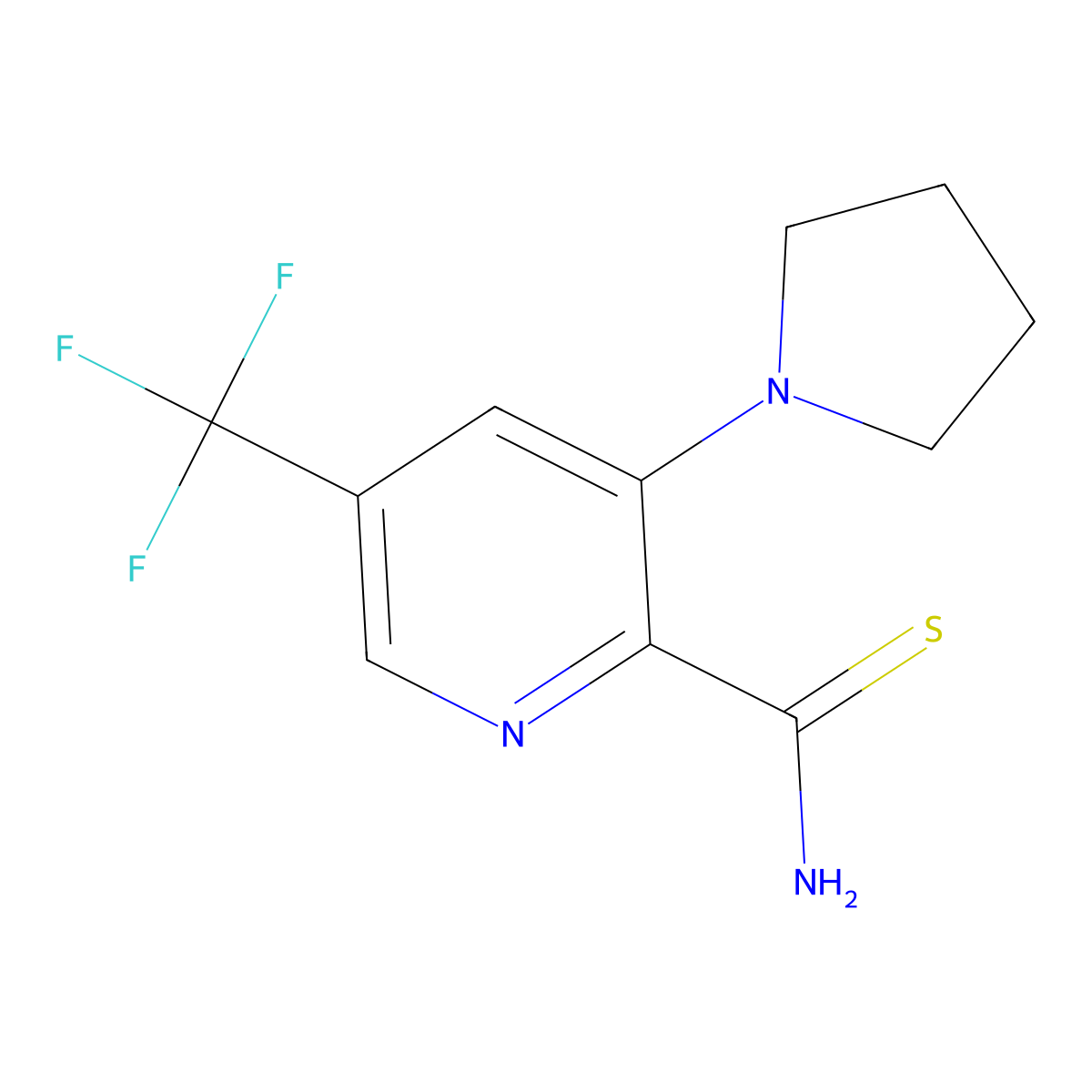 3-(1-Pyrrolidinyl)-5-(trifluoromethyl)pyridine-2-carbothioamide molecular structure, CAS 257287-82-4