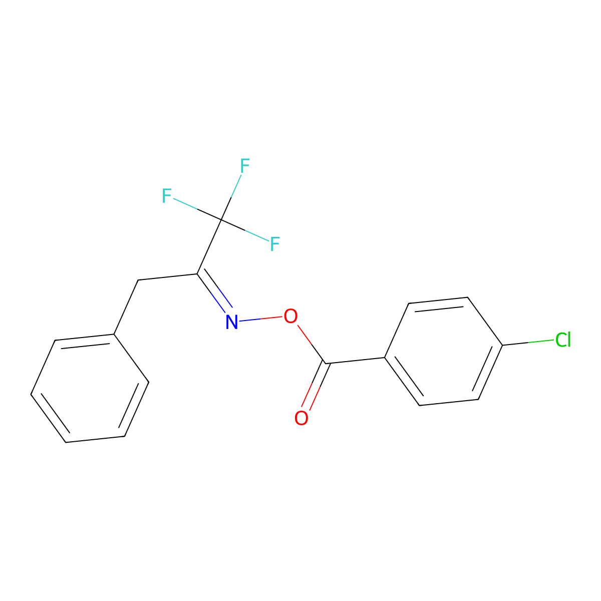 1,1,1-Trifluoro-3-phenyl-2-propanone O-(4-chlorobenzoyl)oxime molecular structure, CAS 257287-84-6