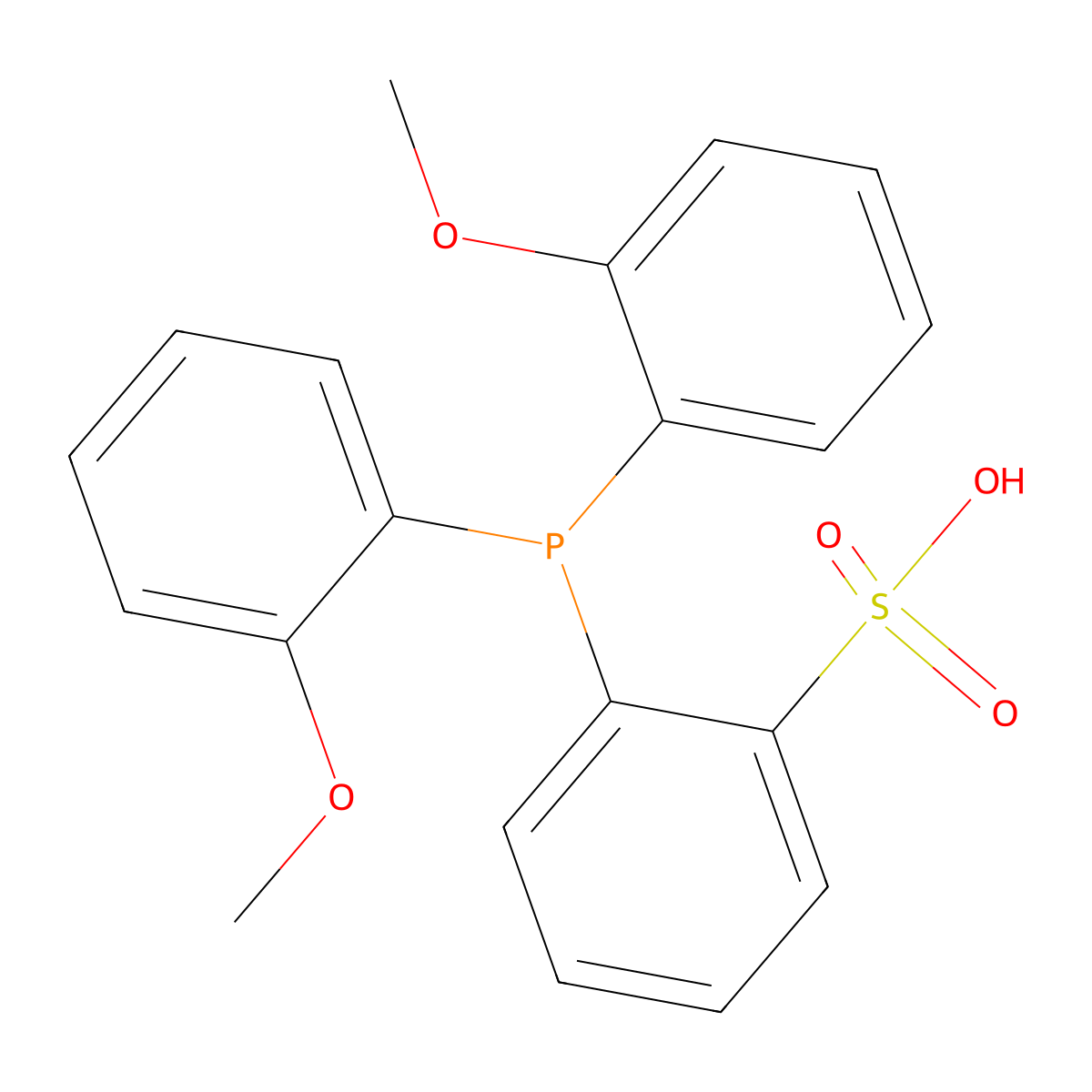 Benzenesulfonic acid, 2-[bis(2-methoxyphenyl)phosphino]- molecular structure, CAS 257290-43-0