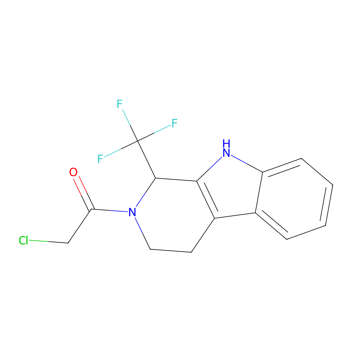 2-chloro-1-[1-(trifluoromethyl)-1,3,4,9-tetrahydro-2H-beta-carbolin-2-yl]ethan-1-one molecular structure, CAS 257295-47-9