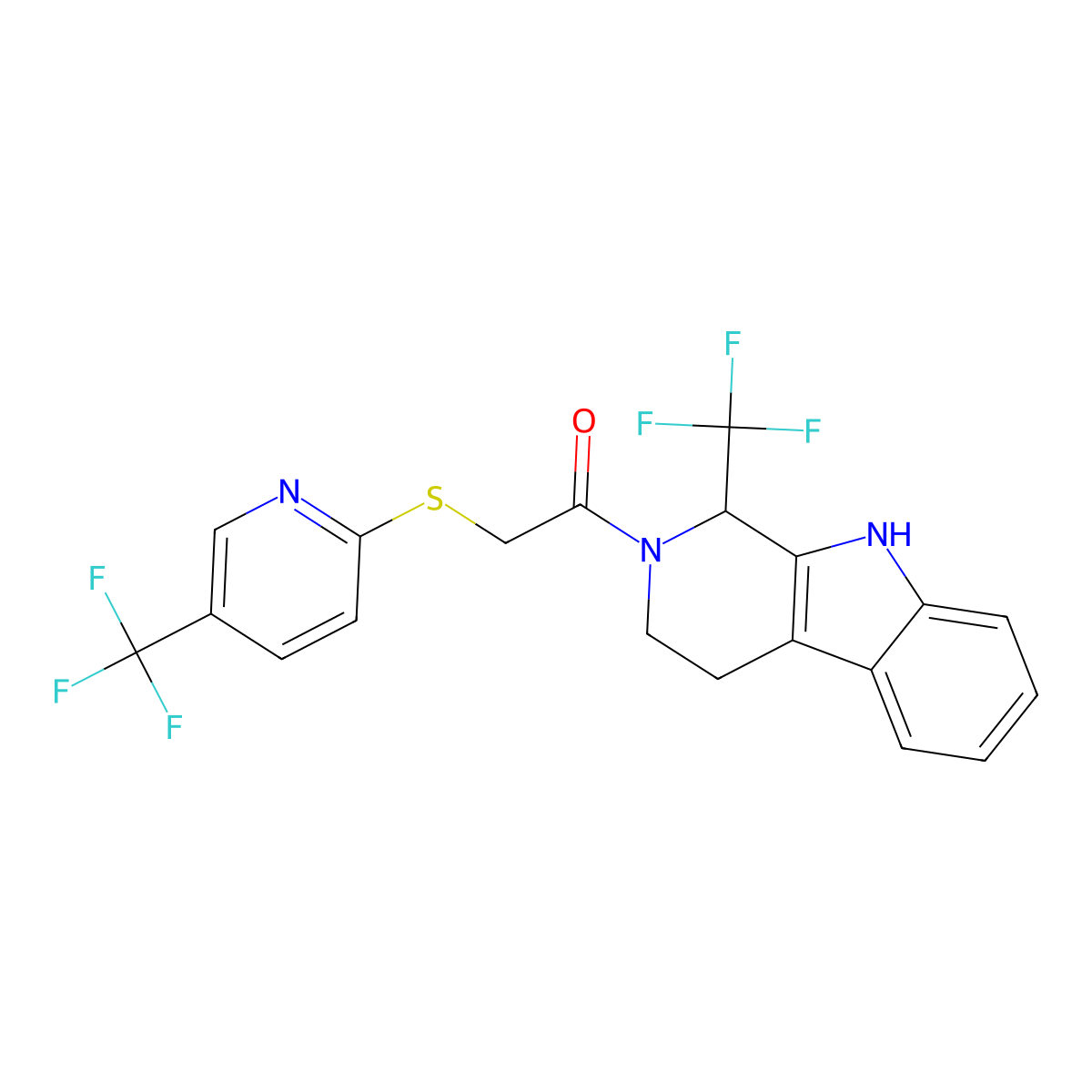 1-[1,3,4,9-Tetrahydro-1-(trifluoromethyl)-2H-pyrido[3,4-b]indol-2-yl]-2-[[5-(trifluoromethyl)-2-pyridinyl]thio]ethanone molecular structure, CAS 257295-49-1