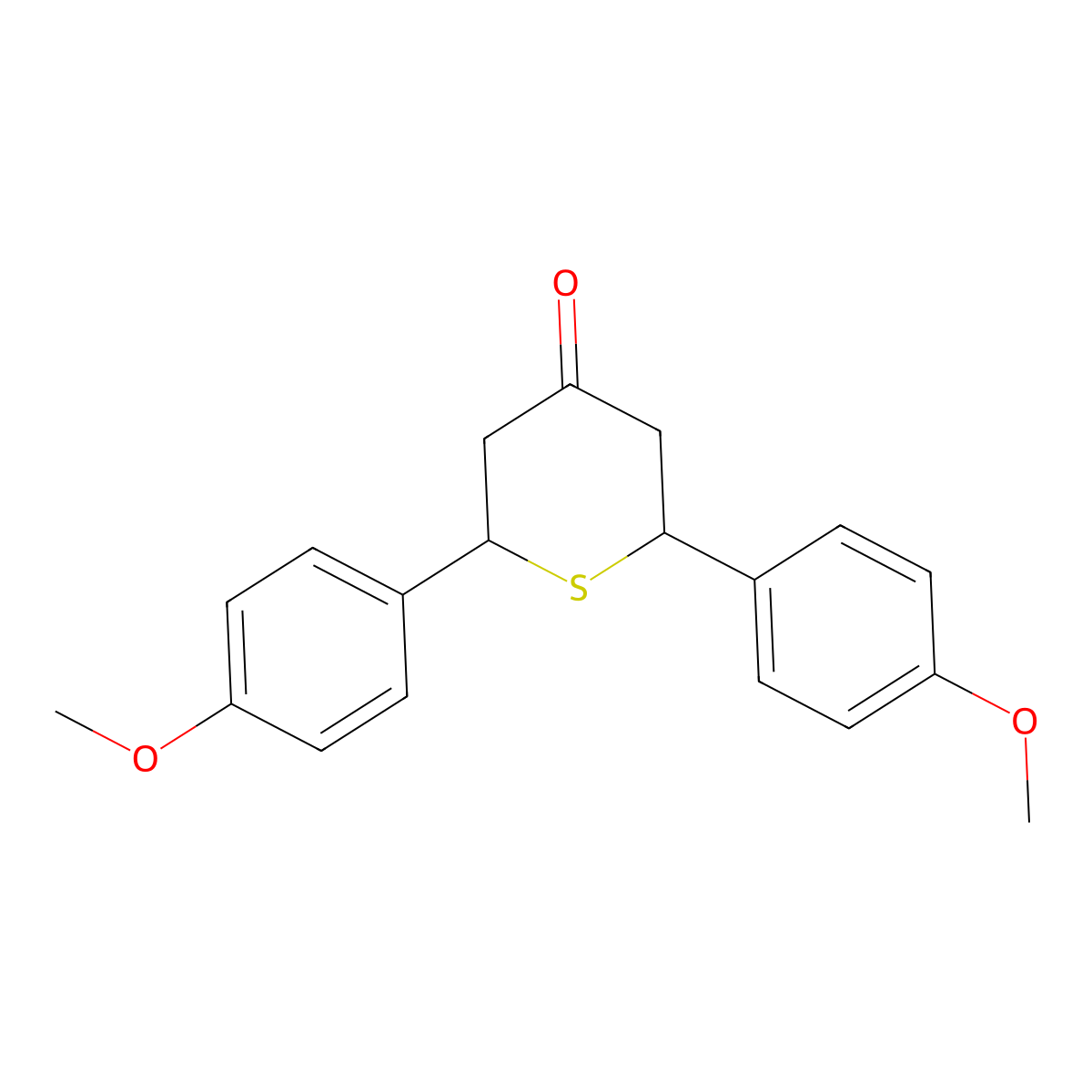 2,6-Bis(4-methoxyphenyl)thian-4-one molecular structure, CAS 2573-84-4