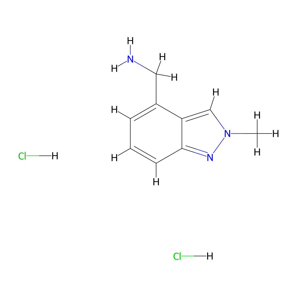 1-(2-methyl-2H-indazol-4-yl)methanamine dihydrochloride molecular structure, CAS 2573073-53-5