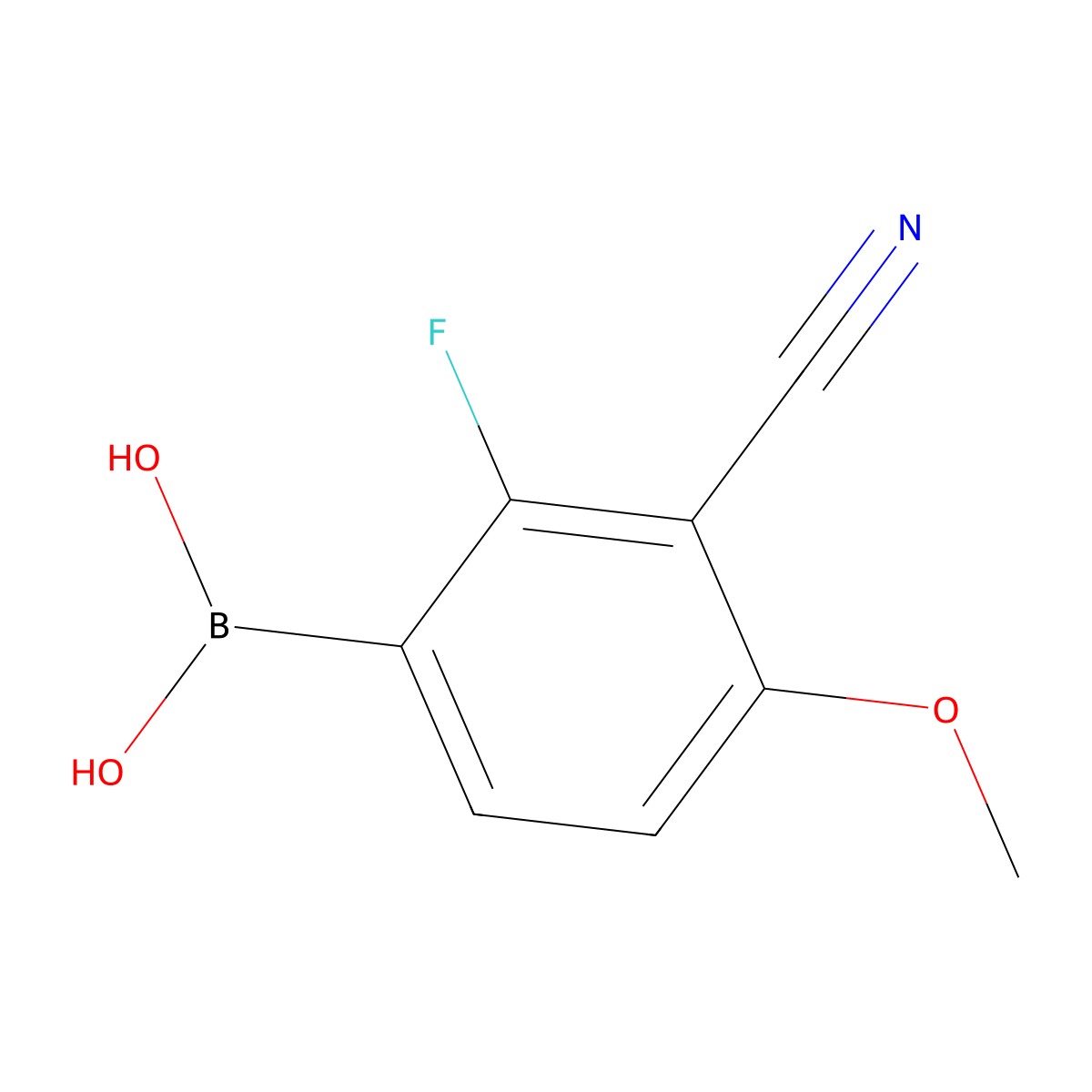 3-Cyano-2-fluoro-4-methoxyphenylboronic acid molecular structure, CAS 2573124-20-4