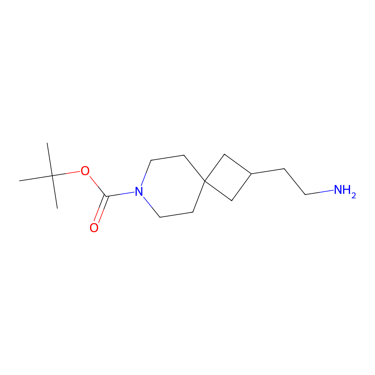 Tert-butyl 2-(2-aminoethyl)-7-azaspiro[3.5]nonane-7-carboxylate molecular structure, CAS 2573304-89-7
