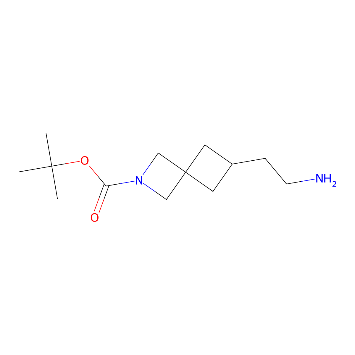 Tert-butyl 6-(2-aminoethyl)-2-azaspiro[3.3]heptane-2-carboxylate molecular structure, CAS 2573304-98-8