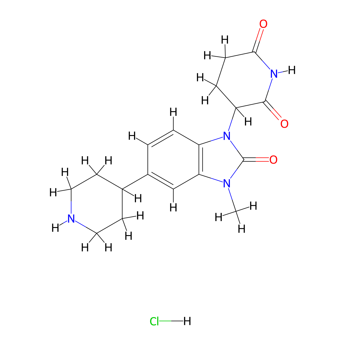 3-[3-Methyl-2-oxo-5-(4-piperidyl)benzimidazol-1-yl]piperidine-2,6-dione hydrochloride molecular structure, CAS 2573306-98-4