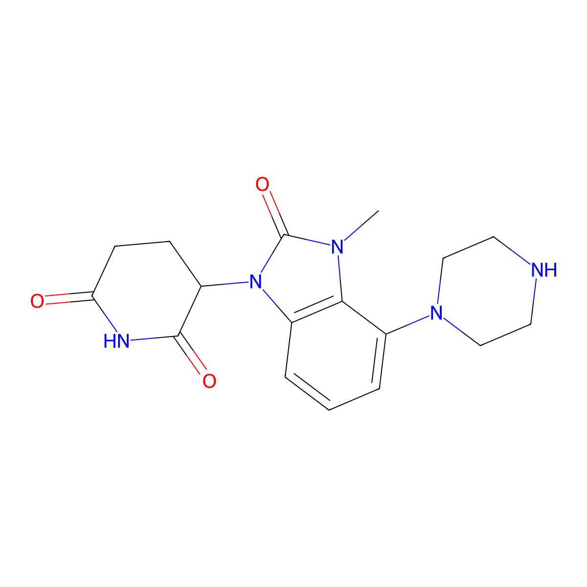 3-(3-Methyl-2-oxo-4-(piperazin-1-yl)-2,3-dihydro-1H-benzo[d]imidazol-1-yl)piperidine-2,6-dione molecular structure, CAS 2573307-47-6