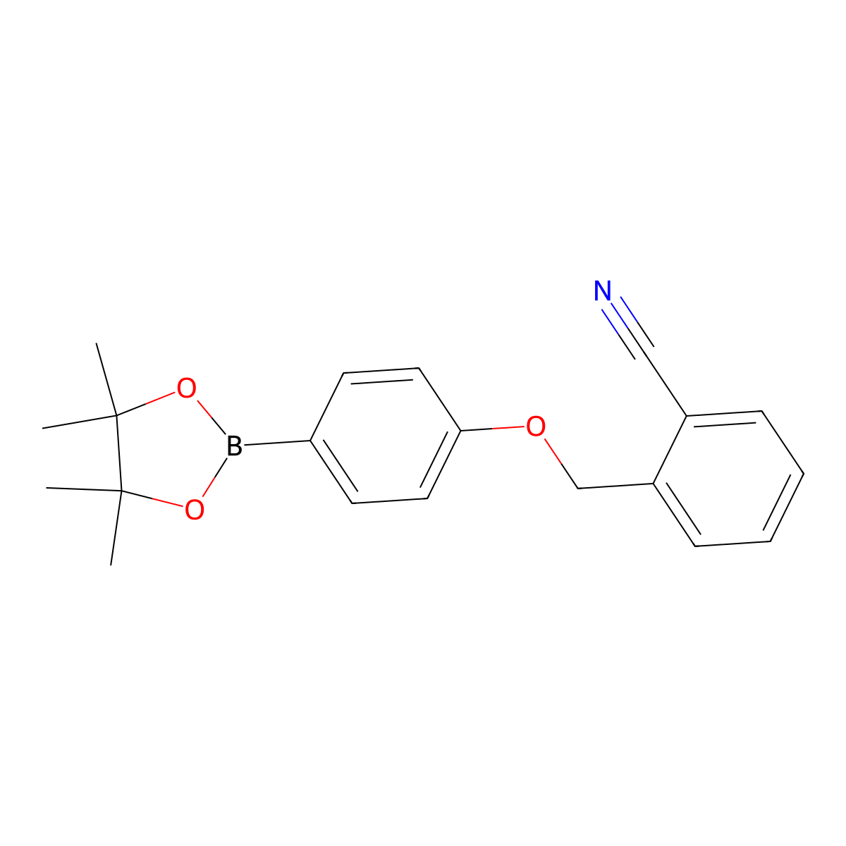 2-((4-(4,4,5,5-Tetramethyl-1,3,2-dioxaborolan-2-yl)phenoxy)methyl)benzonitrile molecular structure, CAS 2573312-52-2