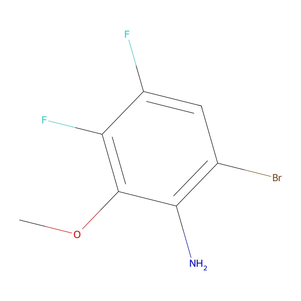 6-Bromo-3,4-difluoro-2-methoxyaniline molecular structure, CAS 2573784-23-1