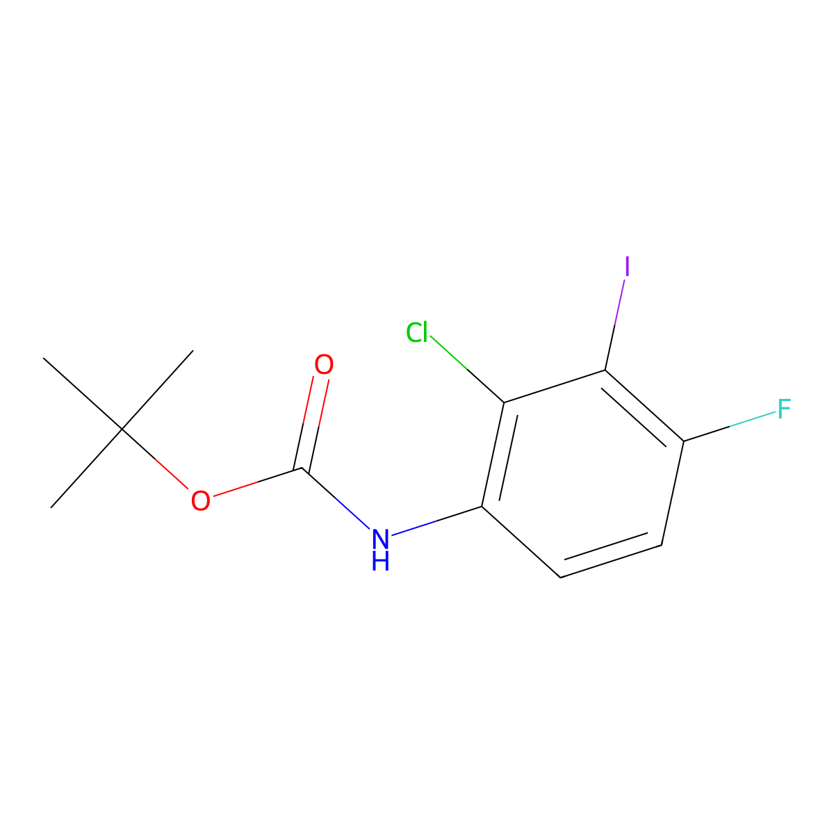 Tert-butyl (2-chloro-4-fluoro-3-iodophenyl)carbamate molecular structure, CAS 2573784-38-8