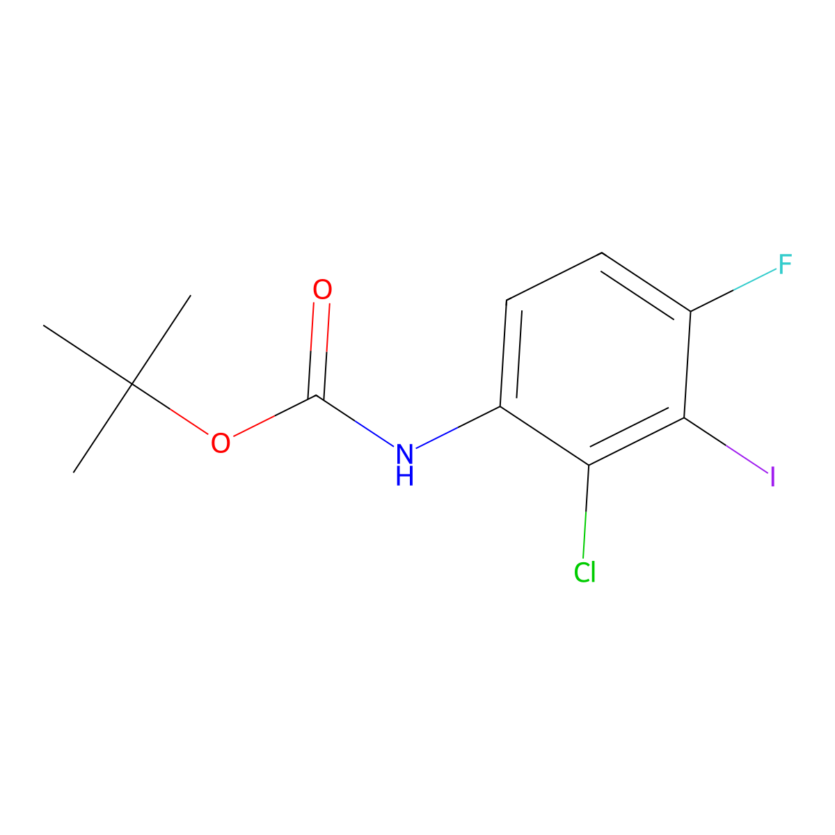Tert-butyl (2-chloro-4-fluoro-3-iodophenyl)carbamate molecular structure, CAS 2573784-38-8