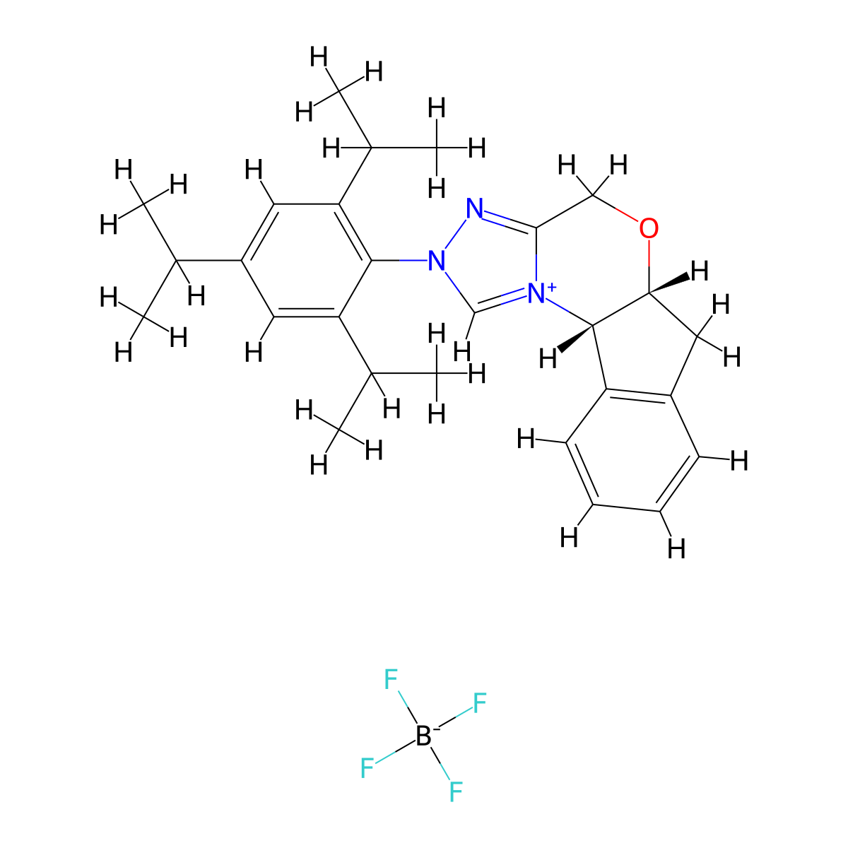 (5aR,10bS)-2-(2,4,6-Triisopropylphenyl)-4,5a,6,10b-tetrahydroindeno[2,1-b][1,2,4]triazolo[4,3-d][1,4]oxazin-2-ium tetrafluoroborate molecular structure, CAS 2573798-29-3