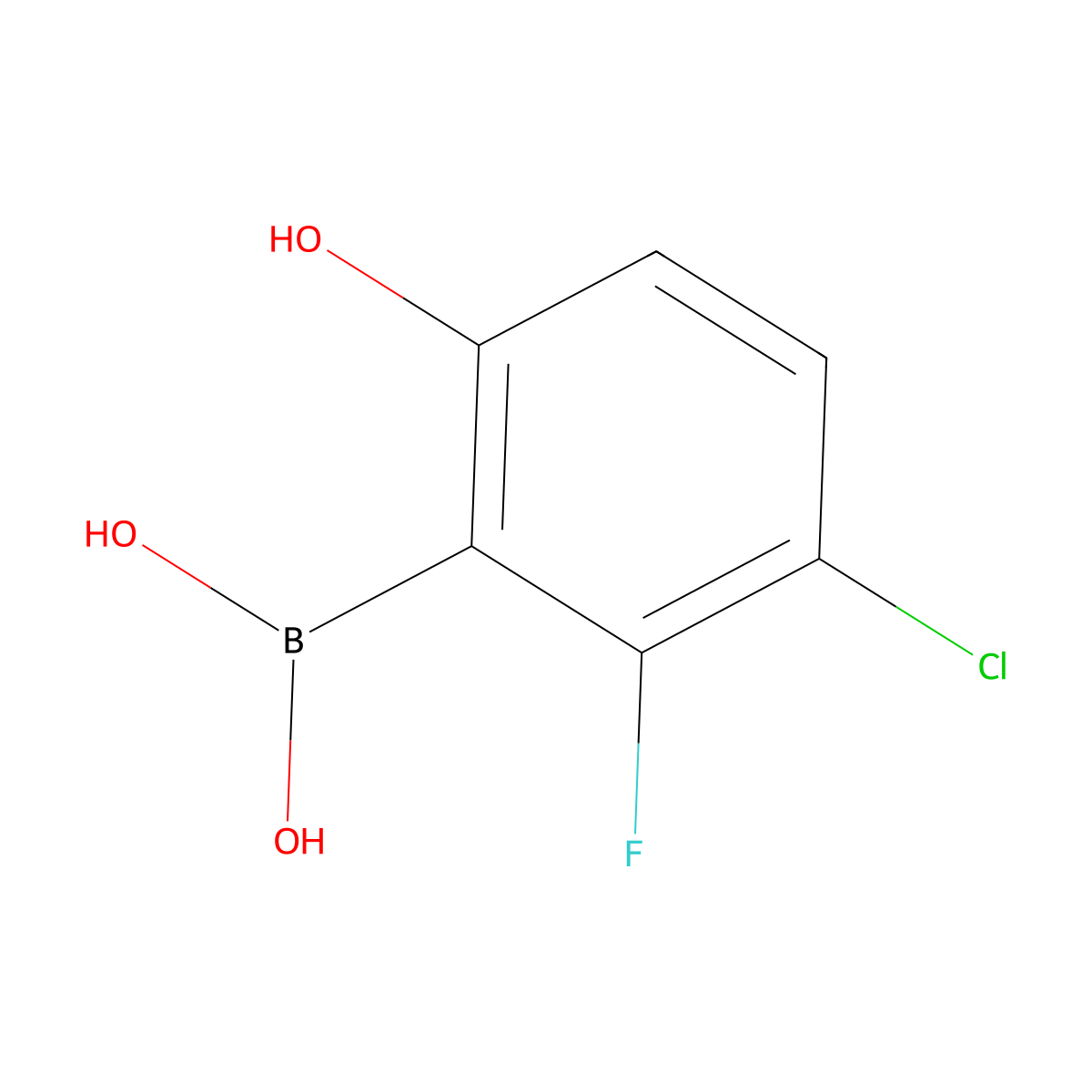 (3-Chloro-2-fluoro-6-hydroxyphenyl)boronic acid molecular structure, CAS 2573799-47-8