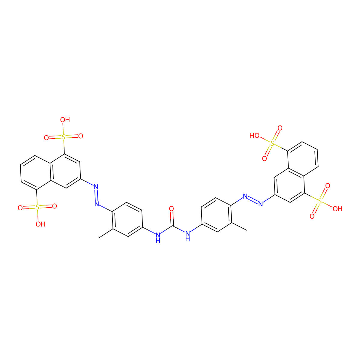 1,5-Naphthalenedisulfonic acid, 3,3'-[carbonylbis[imino(2-methyl-4,1-phenylene)azo]]bis- molecular structure, CAS 25738-24-3
