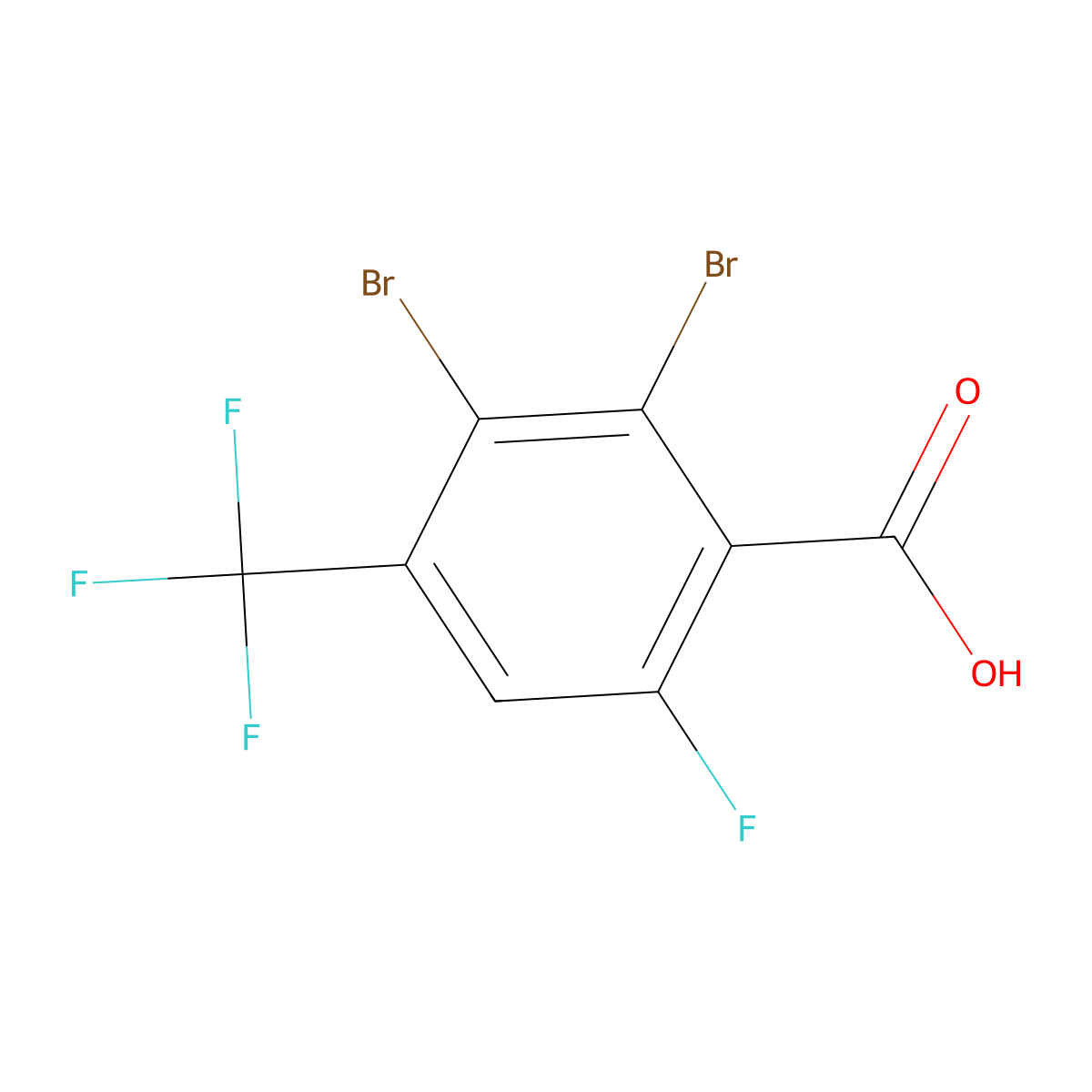 2,3-Dibromo-6-fluoro-4-(trifluoromethyl)benzoic acid molecular structure, CAS 2573800-51-6
