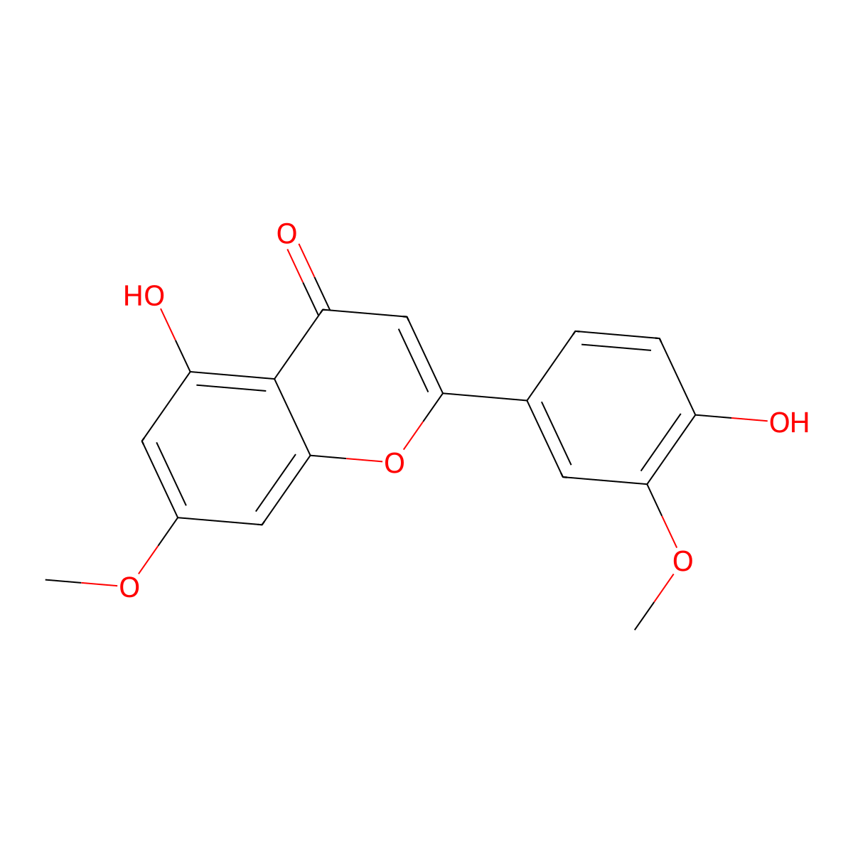 5,4'-Dihydroxy-7,3'-dimethoxyflavone molecular structure, CAS 25739-41-7