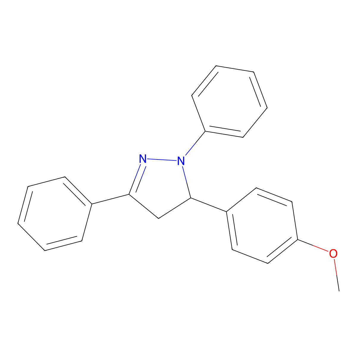 5-(4-Methoxyphenyl)-1,3-diphenyl-4,5-dihydro-1H-pyrazole molecular structure, CAS 2574-33-6