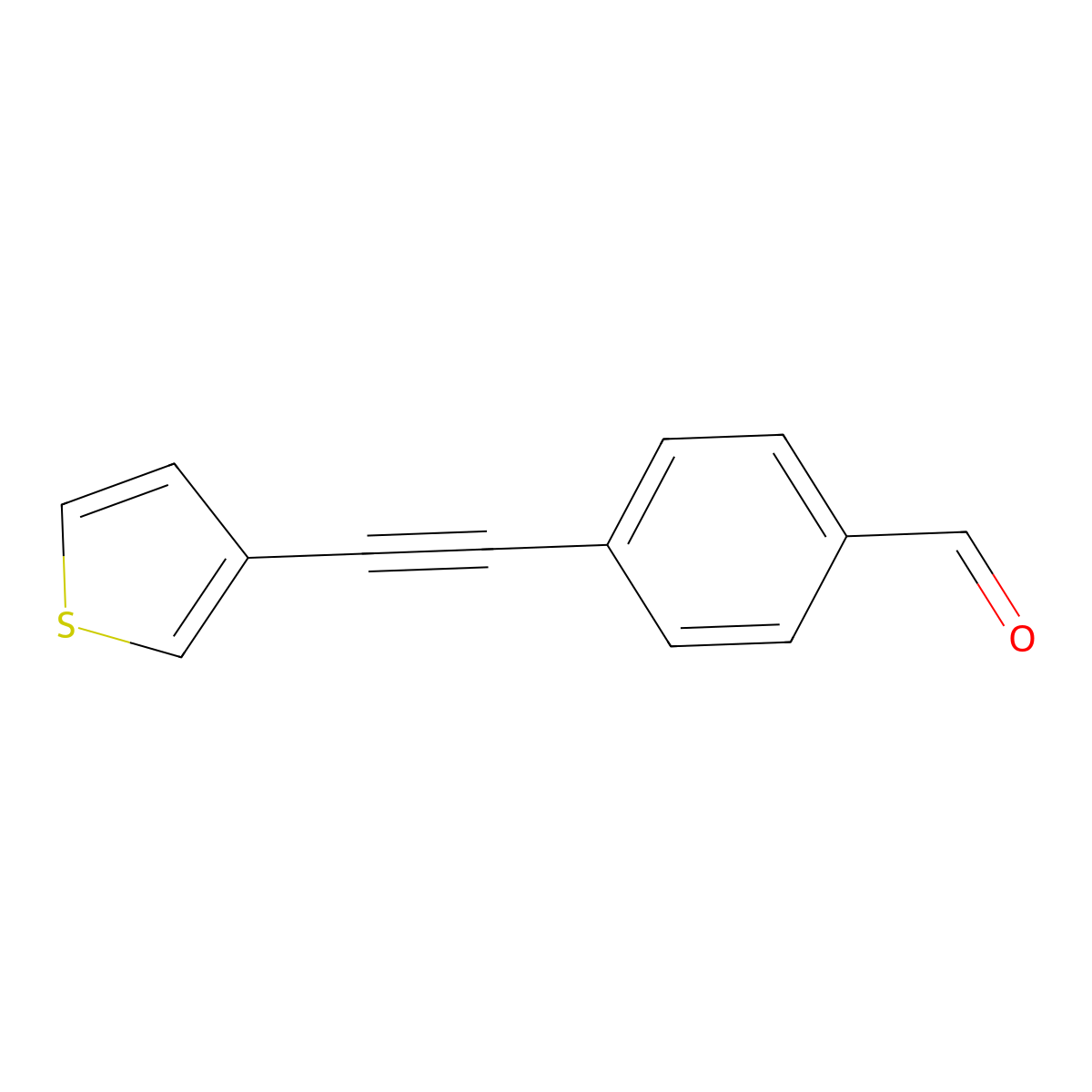 4-(Thiophen-3-ylethynyl)benzaldehyde molecular structure, CAS 2574266-41-2