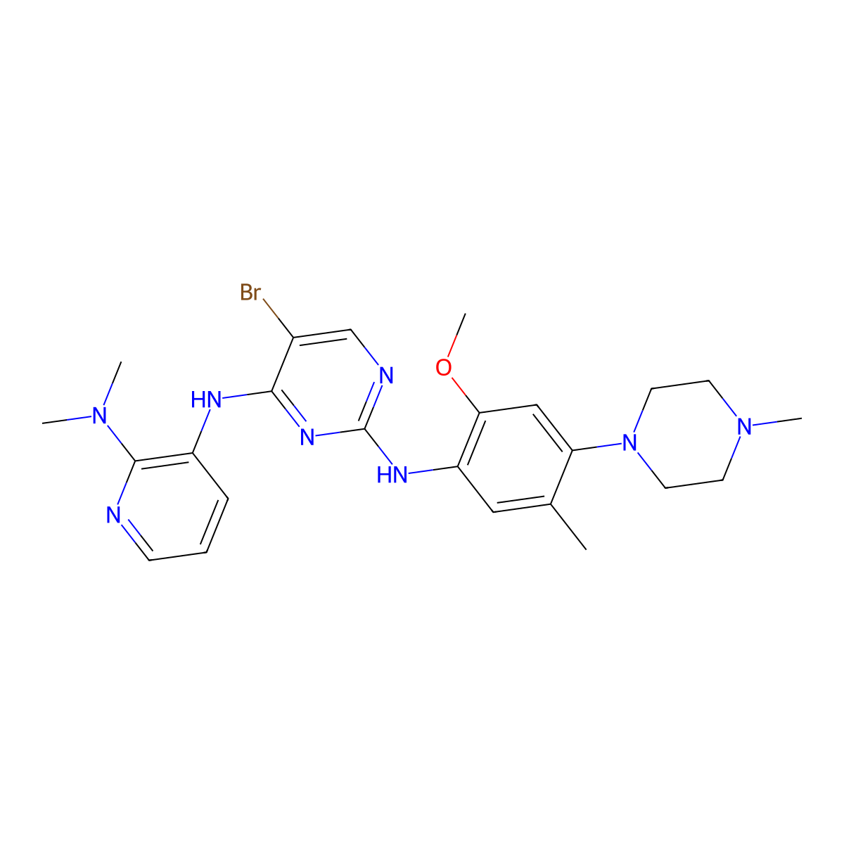 5-Bromo-N4-[2-(dimethylamino)-3-pyridinyl]-N2-[2-methoxy-5-methyl-4-(4-methyl-1-piperazinyl)phenyl]-2,4-pyrimidinediamine molecular structure, CAS 2574474-81-8