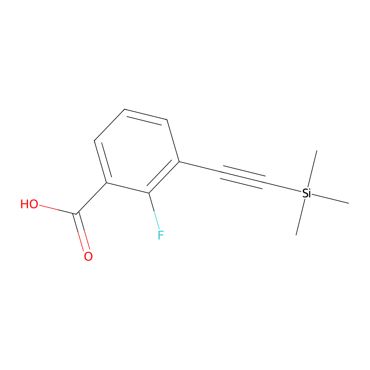 2-Fluoro-3-((trimethylsilyl)ethynyl)benzoic acid molecular structure, CAS 2574493-86-8