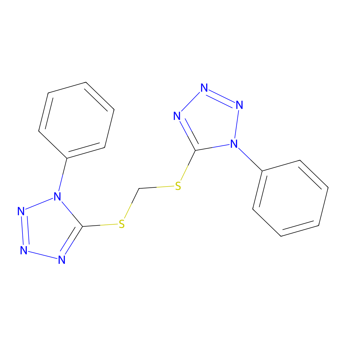 1H-Tetrazole, 5,5'-(methylenebis(thio))bis(1-phenyl- molecular structure, CAS 25746-68-3
