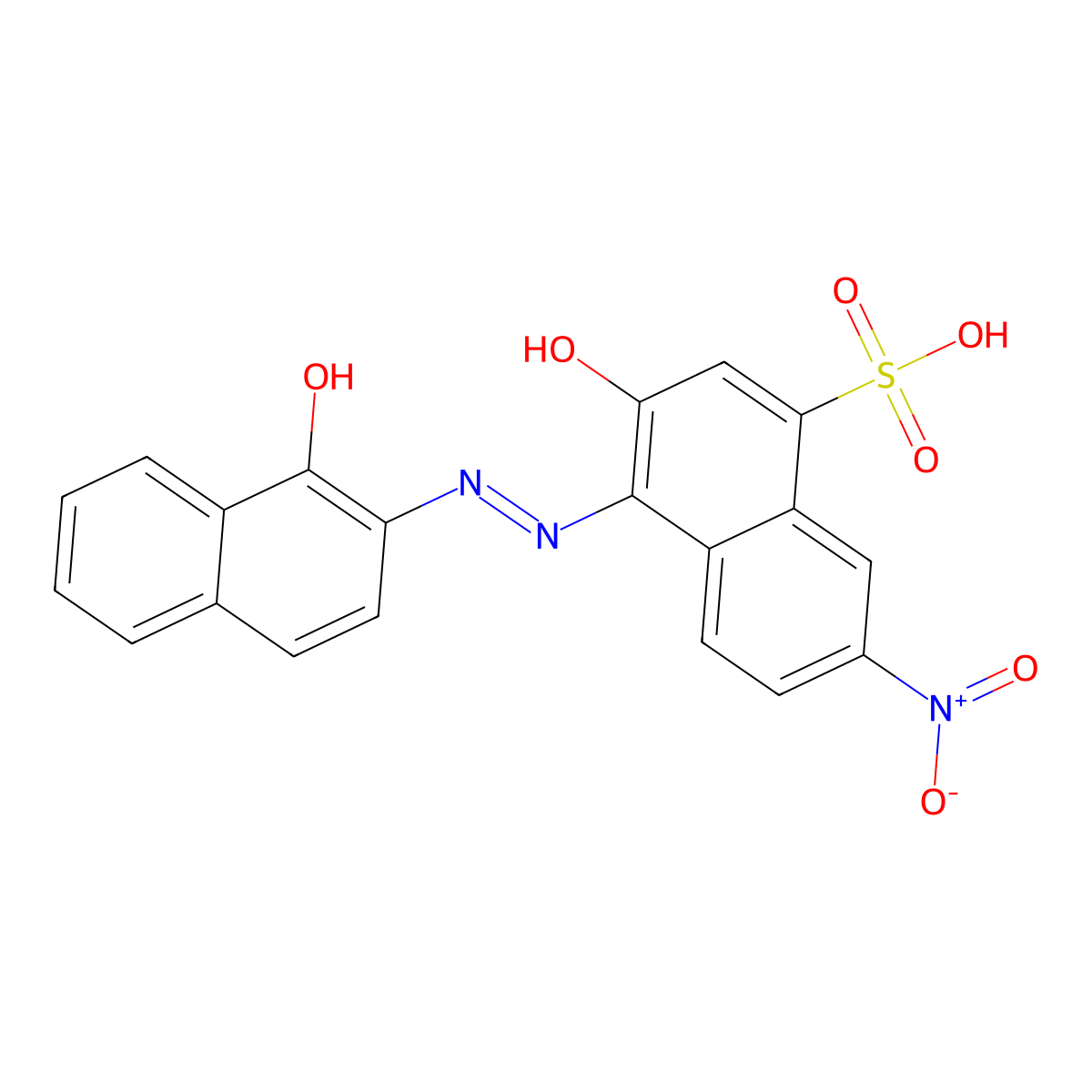 1-Naphthalenesulfonic acid, 3-hydroxy-4-[2-(1-hydroxy-2-naphthalenyl)diazenyl]-7-nitro- molecular structure, CAS 25747-08-4