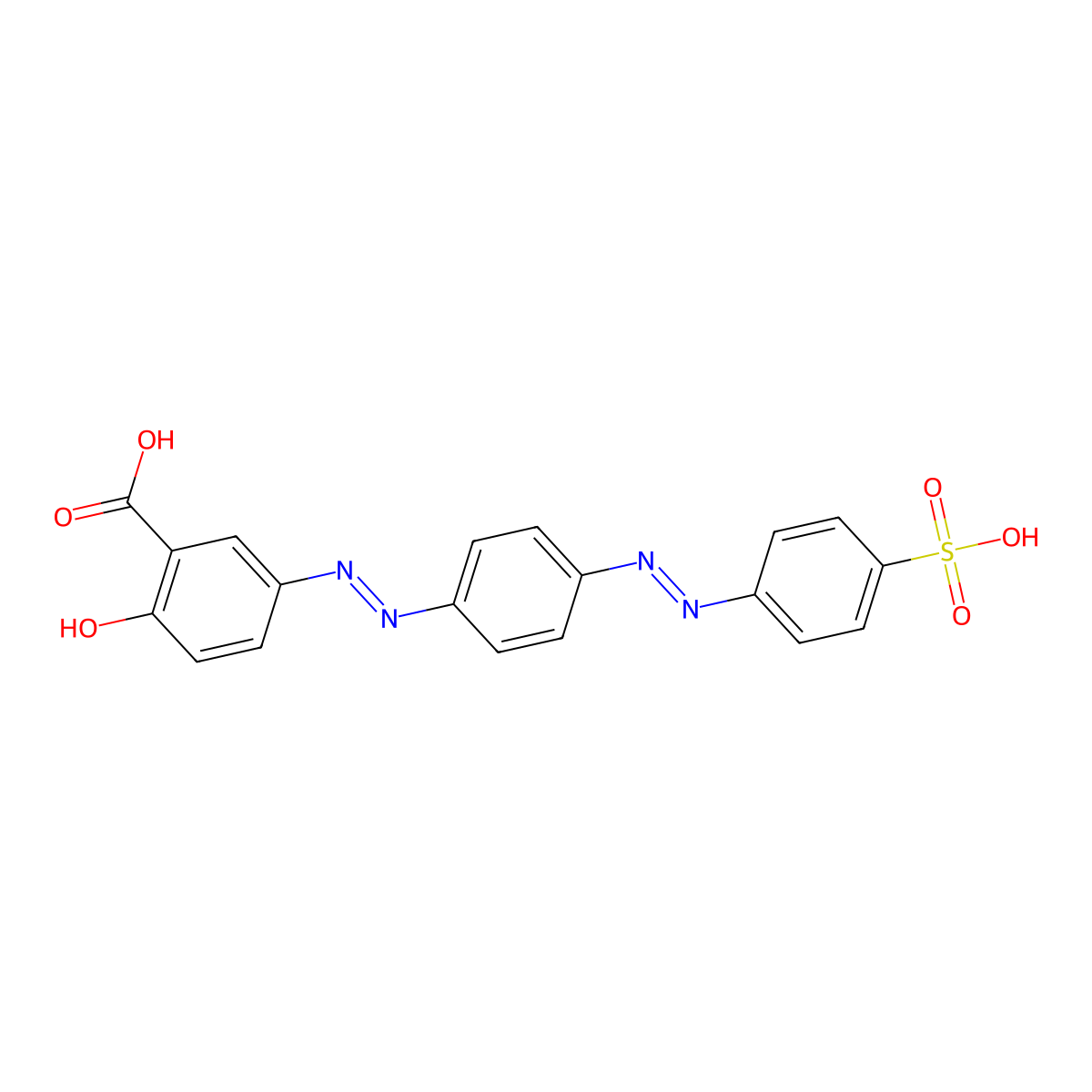 2-Hydroxy-5-(2-(4-(2-(4-sulfophenyl)diazenyl)phenyl)diazenyl)benzoic acid molecular structure, CAS 25747-21-1