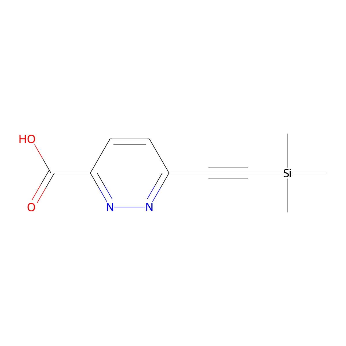 6-((Trimethylsilyl)ethynyl)pyridazine-3-carboxylic acid molecular structure, CAS 2575173-61-2