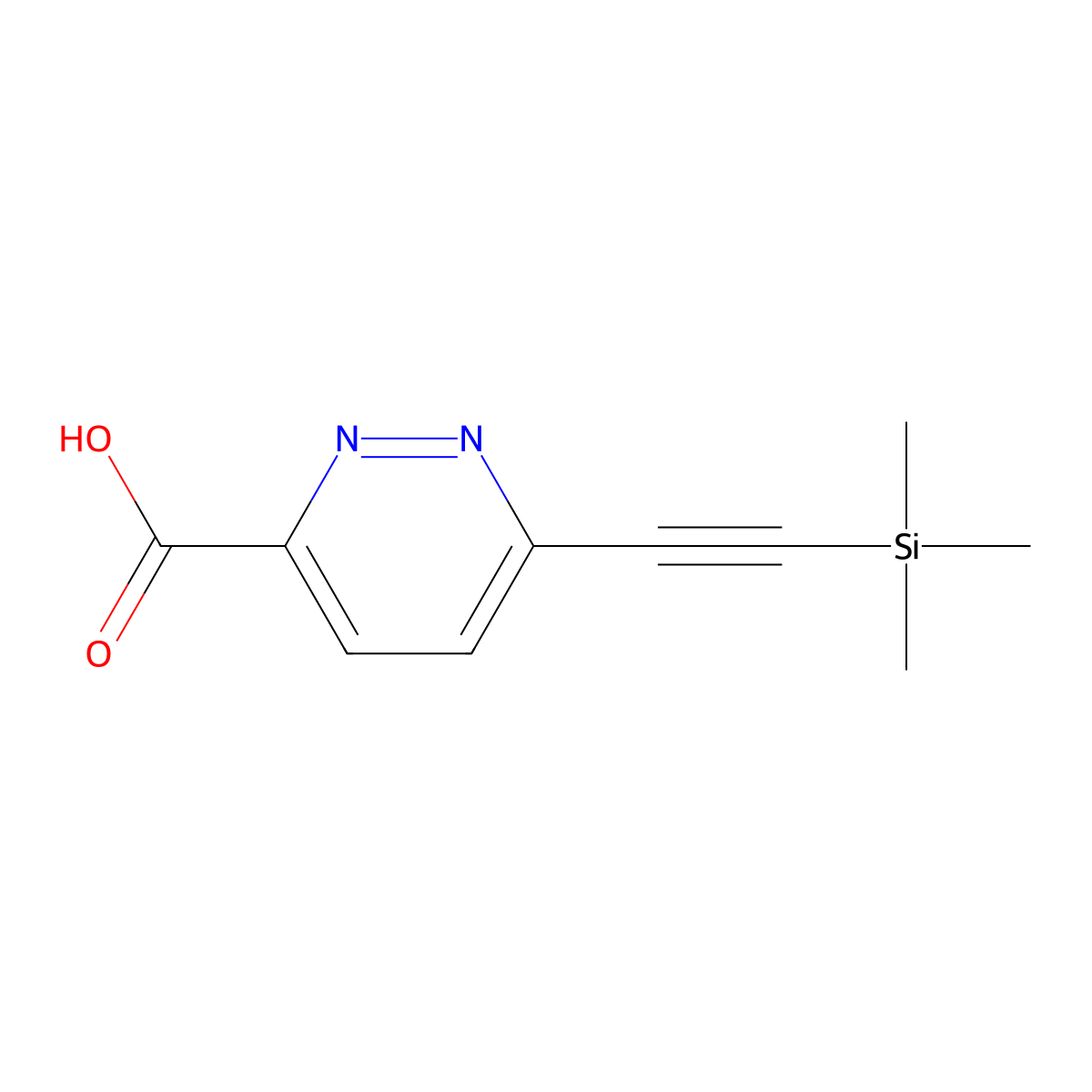 6-((Trimethylsilyl)ethynyl)pyridazine-3-carboxylic acid molecular structure, CAS 2575173-61-2