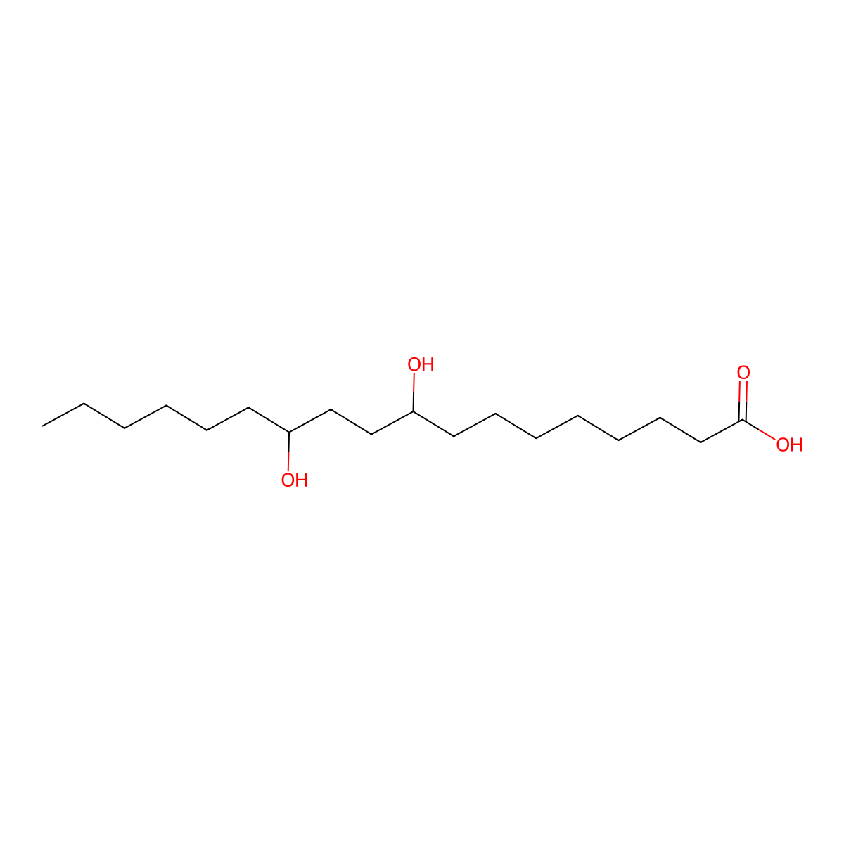 9,12-Dihydroxyoctadecanoic acid molecular structure, CAS 25754-87-4
